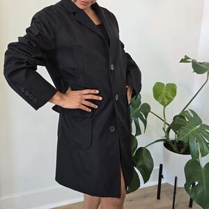 Black Larry Levine Men's Outerwear Sport Light Trench Coat S Boyfriend Unisex